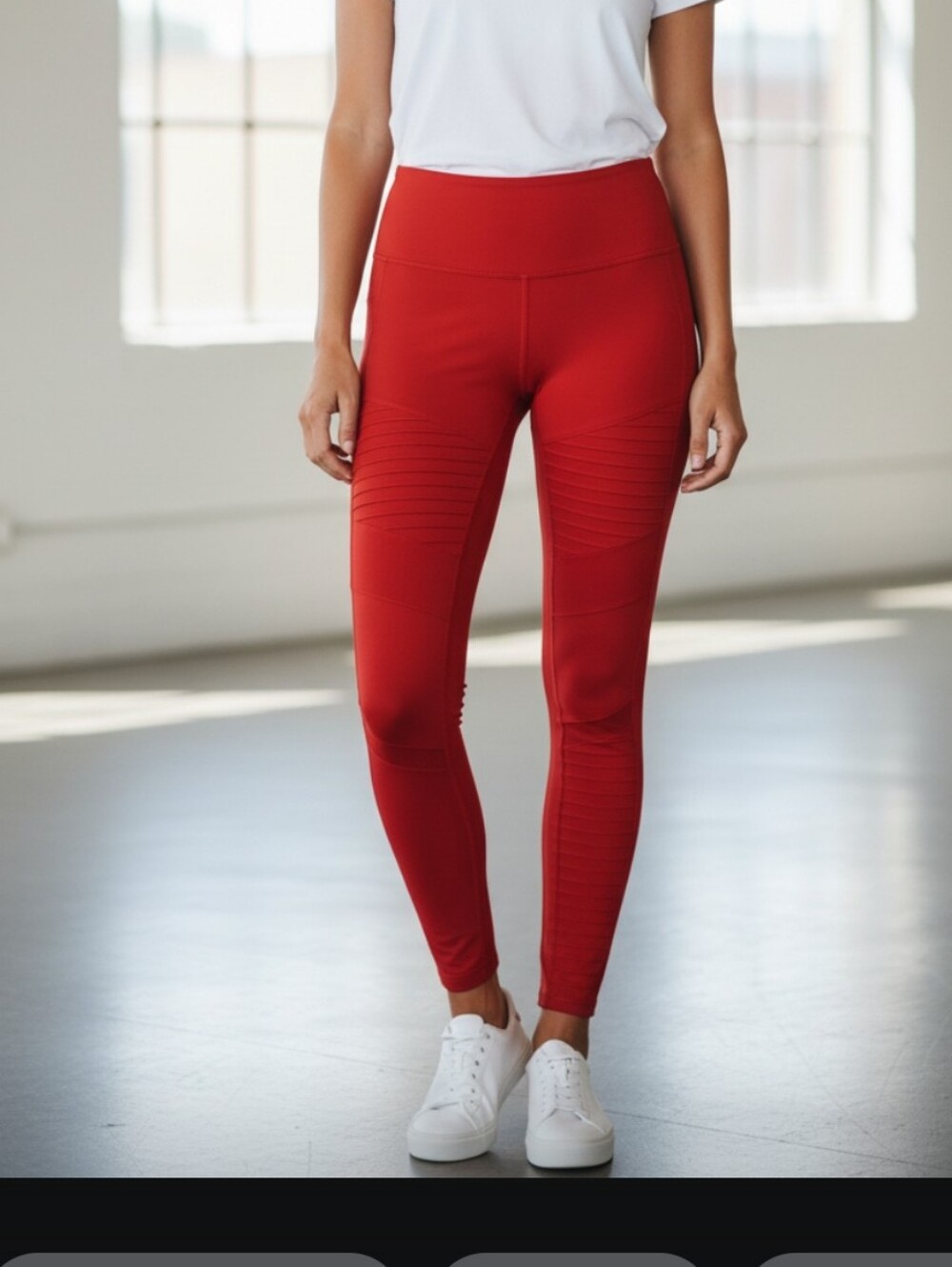 ALO Yoga Women's High-Rise Red Moto-Style Leggings